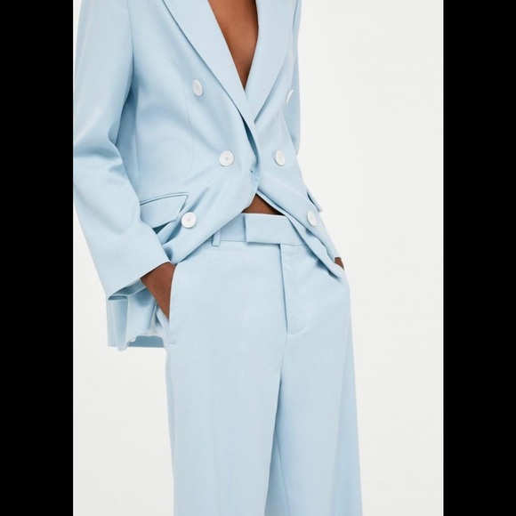 zara blue trouser suit